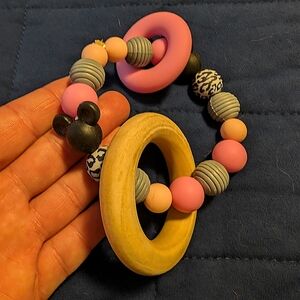 Hand made Silicone and wood baby teether